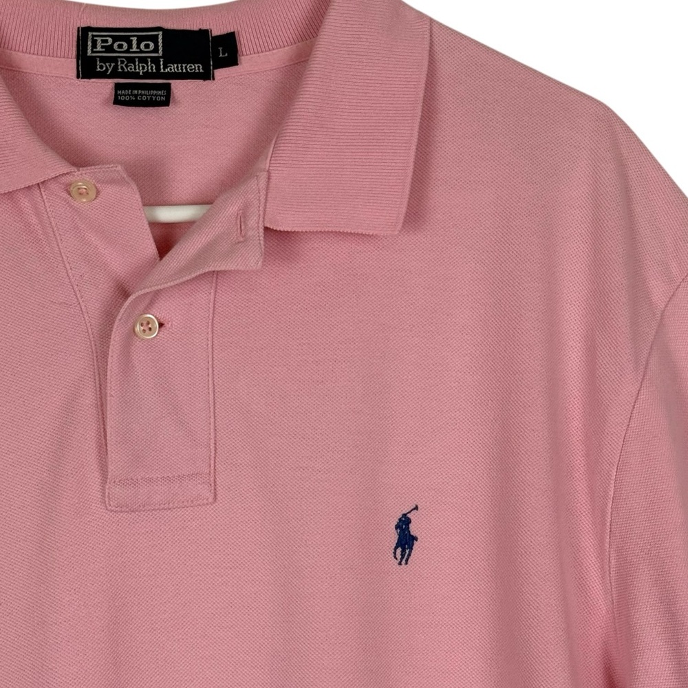 Vtg. Y2K Polo Ralph Lauren Classic Fit Short Sleeve Cotton Polo Shirt Pink Large - Picture 4 of 13